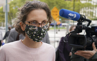 Clare Bronfman arrives at federal court, Sept. 30, 2020, in the Brooklyn borough of New York (AP Photo/John Minchillo)