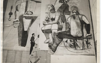 Artist Philip Guston paints as part of the Federal Art Project, February 1939 (David Robbins, photographer, Archives of American Art, public domain, via wikipedia)