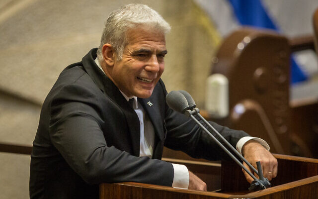 Yesh Atid MK Yair Lapid speaks during a Knesset plenum session on August 24, 2020. (Oren Ben Hakoon/Pool/Flash90) Yesh Atid MK Yair Lapid speaks during a Knesset plenum session on August 24, 2020. (Oren Ben Hakoon/Pool/Flash90)