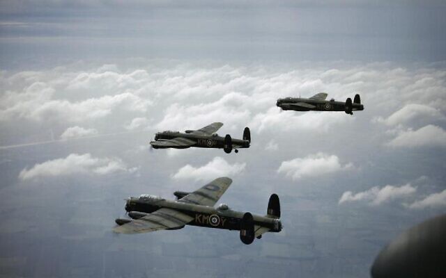 Three Royal Air Force Avro Lancaster bombers in 1942. (Wikipedia/Royal Air Force official photographer/Public Domain) Three Royal Air Force Avro Lancaster bombers in 1942. (Wikipedia/Royal Air Force official photographer/Public Domain)