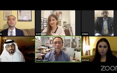 A screen capture from a webinar hosted by the Washington Institute for Near East Policy on October 2, 2020. (Screen capture: YouTube)