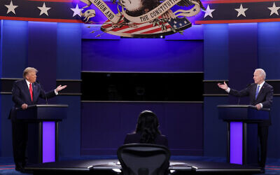 US President Donald Trump and Democratic presidential candidate Joe Biden participate in the final presidential debate at Belmont University in Nashville, Tennessee, on October 22, 2020. Chip Somodevilla/Getty Images/AFP.