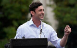 Democratic candidate for Senate Jon Ossoff is shown during a small rally in Athens, Georgia, October 26, 2020. (AP Photo/John Bazemore)
