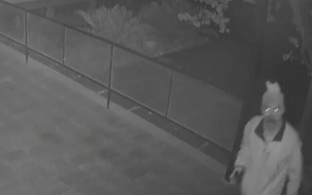 A museum robber is seen in security footage from Kibbutz HaZore’a in northern Israel, August, 2020. (Screenshot/Channel 12) A museum robber is seen in security footage from Kibbutz HaZore’a in northern Israel, August, 2020. (Screenshot/Channel 12)