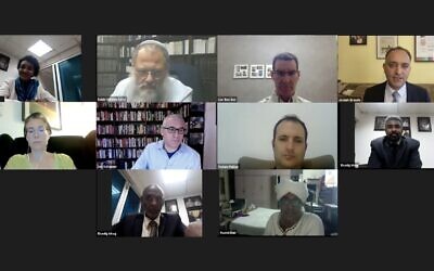 Screen shot of Zoom call attended by Sudanese pro-Israel activists and a group of Israelis, October 15, 2020. (Screenshot)