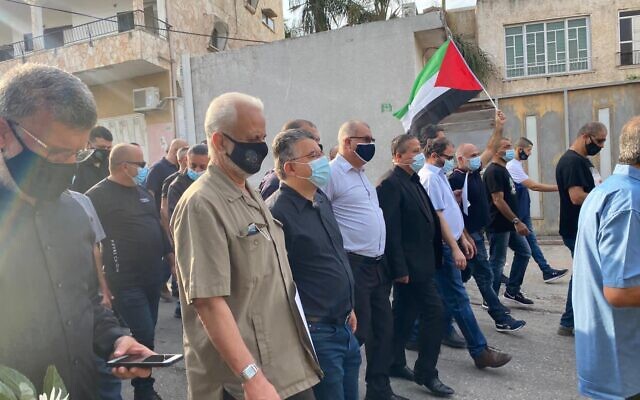 Arab Israelis march in Kafr Qasim to commemorate a 1956 massacre by Israel Border Police on Thursday, October 29, 2020 (Credit: Yousef Jabareen)