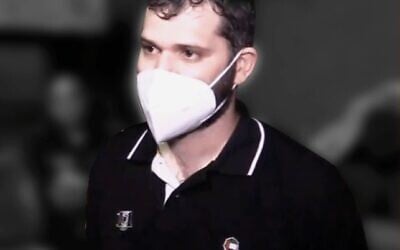 Muhammad Kamil Fuad Rimal, whom the IDF says is a Hezbollah member who runs a factory producing missile parts for the group, from footage filmed on September 29, 2020. (Screen capture: al-Mayadeen)