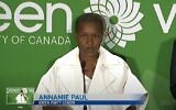 Green Party leader Annamie Paul (Screengrab: YouTube)