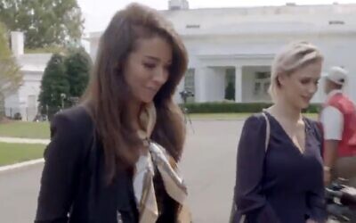 Actress Maria Bakalova (R) and OANN reporter Chanel Rion at the White House, September 20, 2020 (Screen grab from Borat 2 (Screen grab/Borat Twitter account)