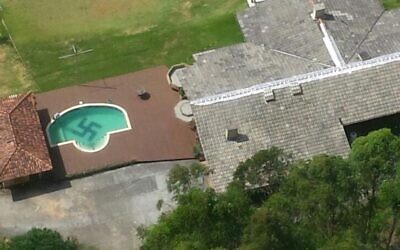 A view of the infamous swastika pool in Santa Caterina, Brazil. (Santa Catarina Civil Police via JTA)