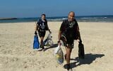 Diver volunteers helping to collect trash from the Mediterranean Sea. (Dov Greenblatt, Society for the Protection of Nature in Israel)