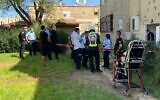 The scene where a woman was found dead at her home in the Kiryat Haim neighborhood in Haifa. Her partner was arrested on suspicion of murder, October 19, 2020 (Magen David Adom)