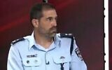 Deputy Police Chief and head of the investigations division Ziv Sagiv in an interview with Channel 13 News on October 10, 2020. (Screen capture: Twitter/Channel 13)