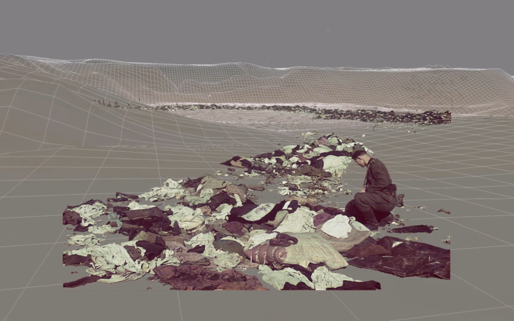 Aftermath of Babyn Yar massacre in Kyiv, September 29-30, 1941, with simulation by Center for Spatial Technologies for BYHMC (courtesy)