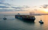 MSC PARIS nearing Haifa port October 11, 2020. (Geodrones)