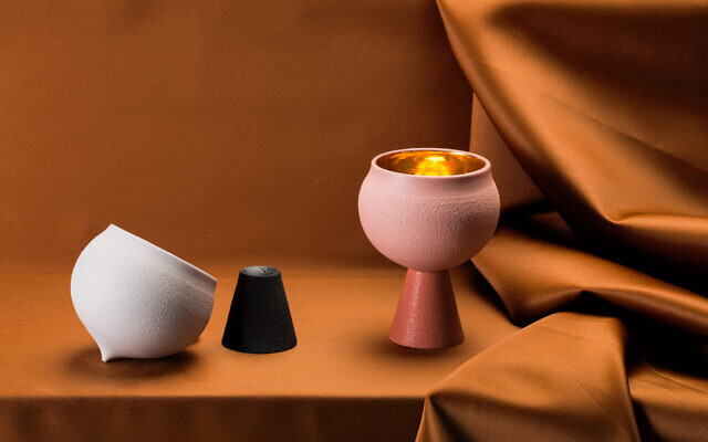 Shira Keret's porcelain kiddush cup for the 2020 Fresh Paint art fair (Courtesy Daniel Schechter)