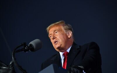 US President Donald Trump speaks during a rally at Pittsburgh-Butler Regional Airport in Butler, Pennsylvania on October 31, 2020. (MANDEL NGAN / AFP)