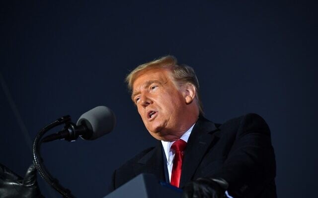 US President Donald Trump speaks during a rally at Pittsburgh-Butler Regional Airport in Butler, Pennsylvania on October 31, 2020. (MANDEL NGAN / AFP) US President Donald Trump speaks during a rally at Pittsburgh-Butler Regional Airport in Butler, Pennsylvania on October 31, 2020. (MANDEL NGAN / AFP)