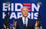 Democratic Presidential candidate Joe Biden speaks at the Chase Center in Wilmington, Delaware on November 4, 2020. (JIM WATSON / AFP)