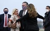 US Secretary of State Mike Pompeo walks to a motorcade vehicle after stepping off a plane at Paris Le Bourget Airport on November 14, 2020, in Le Bourget, at the start of a 10-day trip to Europe and the Middle East. (Patrick Semansky / POOL / AFP)