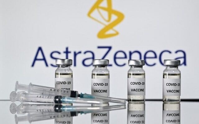 Illustrative. Vials with COVID-19 Vaccine stickers attached and syringes with the logo of British pharmaceutical company AstraZeneca on November 17, 2020. (JUSTIN TALLIS/AFP) Illustrative. Vials with COVID-19 Vaccine stickers attached and syringes with the logo of British pharmaceutical company AstraZeneca on November 17, 2020. (JUSTIN TALLIS/AFP)