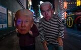 People in Times Square dressed in Donald Trump and Joe Biden costumes as they await election results on November 3, 2020 in New York City. (David Dee Delgado/Getty Images/AFP)