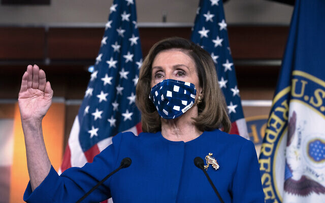 US House Speaker Nancy Pelosi speaks during a news conference on Capitol Hill in Washington, October 22, 2020. (AP Photo/Jose Luis Magana) US House Speaker Nancy Pelosi speaks during a news conference on Capitol Hill in Washington, October 22, 2020. (AP Photo/Jose Luis Magana)