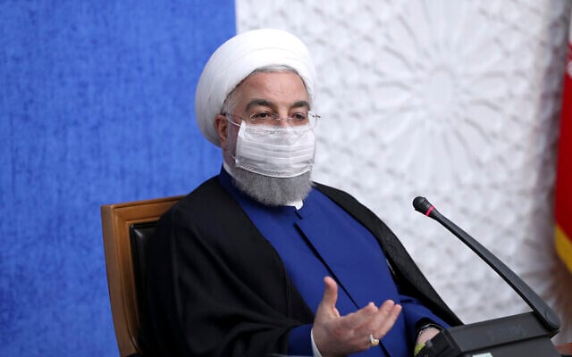 Iran's President Hassan Rouhani speaks in a meeting in Tehran, Iran, November 8, 2020. (Iranian Presidency Office via AP) Iran's President Hassan Rouhani speaks in a meeting in Tehran, Iran, November 8, 2020. (Iranian Presidency Office via AP)