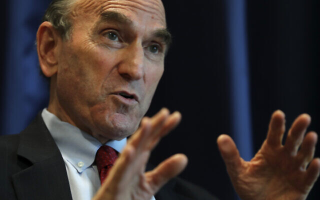 Elliot Abrams, US special representative for Iran, talks during an interview with The Associated Press at the US Embassy in Abu Dhabi, United Arab Emirates, November 12, 2020. (AP Photo/Kamran Jebreili) Elliot Abrams, US special representative for Iran, talks during an interview with The Associated Press at the US Embassy in Abu Dhabi, United Arab Emirates, November 12, 2020. (AP Photo/Kamran Jebreili)