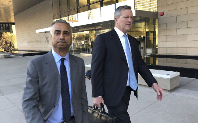 Imaad Zuberi, left, leaves the federal courthouse in Los Angeles with his attorney Thomas O'Brien, right, after pleading guilty to funneling donations from foreigners to US political campaigns, November 22, 2019. (AP Photo/Brian Melley, File) Imaad Zuberi, left, leaves the federal courthouse in Los Angeles with his attorney Thomas O'Brien, right, after pleading guilty to funneling donations from foreigners to US political campaigns, November 22, 2019. (AP Photo/Brian Melley, File)
