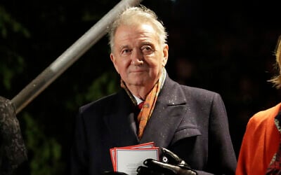 Terje Rod-Larsen, a Norwegian diplomat who was one of the main architects of the Oslo Accords signed 25 years ago, during the annual Norwegian Christmas tree lighting ceremony in Trafalgar Square, London, December 6, 2018. (Matt Dunham/AP)