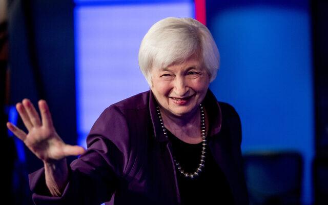 Former Fed Chair Janet Yellen appears for an interview with FOX Business Network in the Fox Washington bureau, in Washington, August 14, 2019. (Andrew Harnik/AP) Former Fed Chair Janet Yellen appears for an interview with FOX Business Network in the Fox Washington bureau, in Washington, August 14, 2019. (Andrew Harnik/AP)