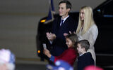 Ivanka Trump and her husband Jared Kushner and their children Arabella and Joseph watch as President Donald Trump speaks at a campaign rally, Tuesday, September 22, 2020, in Moon Township, Pennsylvania. (AP Photo/Keith Srakocic)