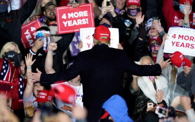President Donald Trump gestures to supporters after speaking at a campaign rally on Sunday, Nov. 1, 2020, at Richard B. Russell Airport in Rome, Ga. (AP/Brynn Anderson) President Donald Trump gestures to supporters after speaking at a campaign rally on Sunday, Nov. 1, 2020, at Richard B. Russell Airport in Rome, Ga. (AP/Brynn Anderson)