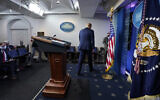 US President Donald Trump walks away after speaking at the White House, Nov. 5, 2020, in Washington. (AP Photo/Evan Vucci)