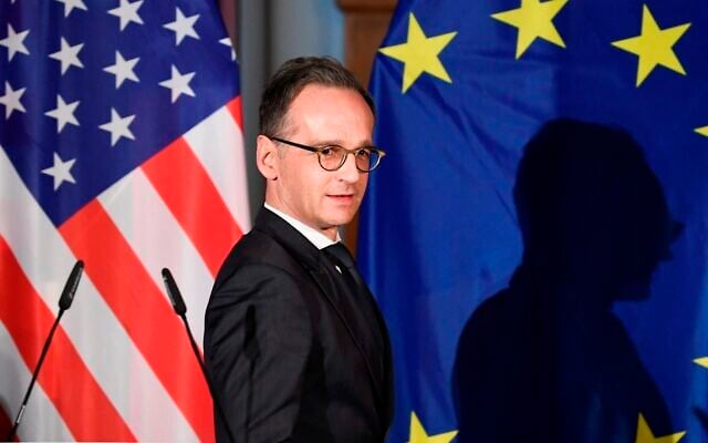 German Foreign Minister Heiko Maas arrives for a news conference with United States Secretary of State Mike Pompeo in Leipzig, Germany, November 7, 2019. (AP Photo/Jens Meyer, file) German Foreign Minister Heiko Maas arrives for a news conference with United States Secretary of State Mike Pompeo in Leipzig, Germany, November 7, 2019. (AP Photo/Jens Meyer, file)
