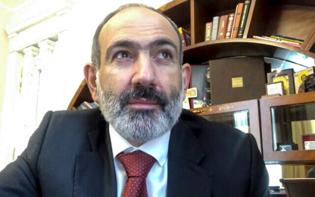 This screen grab taken from video published on Armenian Prime Minister Nikol Pashinian's official FaceBook page shows Armenian Prime Minister Nikol Pashinian addressing the nation from an unknown location in Armenia, November 11, 2020 (@nikol.pashinyan, Armenian Prime Minister official Facebook account via AP) This screen grab taken from video published on Armenian Prime Minister Nikol Pashinian's official FaceBook page shows Armenian Prime Minister Nikol Pashinian addressing the nation from an unknown location in Armenia, November 11, 2020 (@nikol.pashinyan, Armenian Prime Minister official Facebook account via AP)