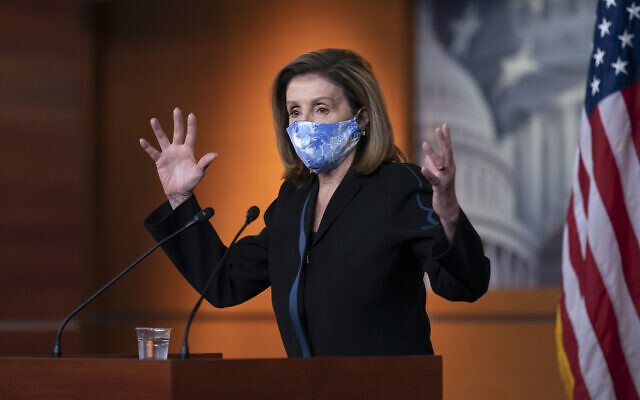 House Speaker Nancy Pelosi, a California Democrat, meets with reporters on Capitol Hill in Washington, November 13, 2020. (AP Photo/J. Scott Applewhite) House Speaker Nancy Pelosi, a California Democrat, meets with reporters on Capitol Hill in Washington, November 13, 2020. (AP Photo/J. Scott Applewhite)