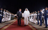 Mohamed bin Zayed Al Nahyan, Crown Prince of Abu Dhabi (right), receives King Abdullah of Jordan at the Presidential Airport in Abu Dhabi, United Arab Emirates March 13, 2016. (Crown Prince Court Abu Dhabi via AP)