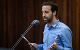 Blue and White party member Ram Shefa at the Knesset in Jerusalem, on May 14, 2019 (Hadas Parush/Flash90)