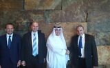 Moshe Kaplinsky, CEO of Oil Refineries,  right to left, Abdullah Mazrui, Chairman of Mazrui International, Mark Hana, Oil Refineries VP for Sales, Marketing, Purchasing & Contracts and CEO of the Mazrui Group, Charbel Khoury (Courtesy)