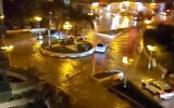 Flooded streets in the northern city of Nahariya on November 26, 2020. (Screen capture: Twitter)