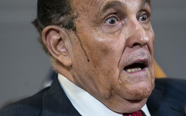 Trump lawyer Rudy Giuliani speaks to the press about various lawsuits related to the 2020 election, inside the Republican National Committee headquarters in Washington, November 19, 2020. (Drew Angerer/Getty Images/AFP) Trump lawyer Rudy Giuliani speaks to the press about various lawsuits related to the 2020 election, inside the Republican National Committee headquarters in Washington, November 19, 2020. (Drew Angerer/Getty Images/AFP)