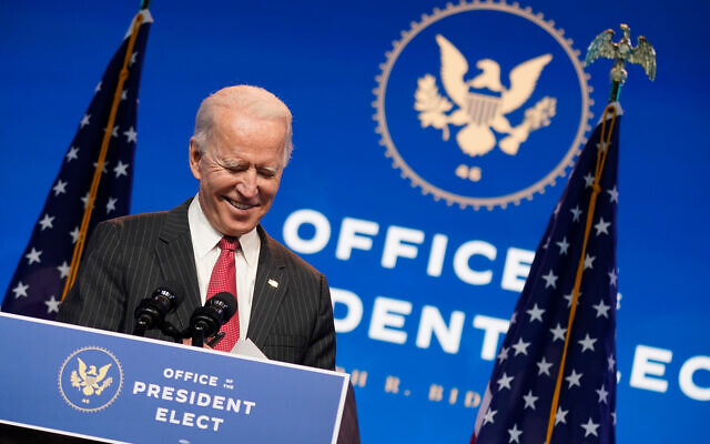 US President-elect Joe Biden, accompanied by Vice President-elect Kamala Harris, speaks at The Queen theater in Wilmington, Delaware, Nov. 19, 2020. (AP Photo/Andrew Harnik) US President-elect Joe Biden, accompanied by Vice President-elect Kamala Harris, speaks at The Queen theater in Wilmington, Delaware, Nov. 19, 2020. (AP Photo/Andrew Harnik)