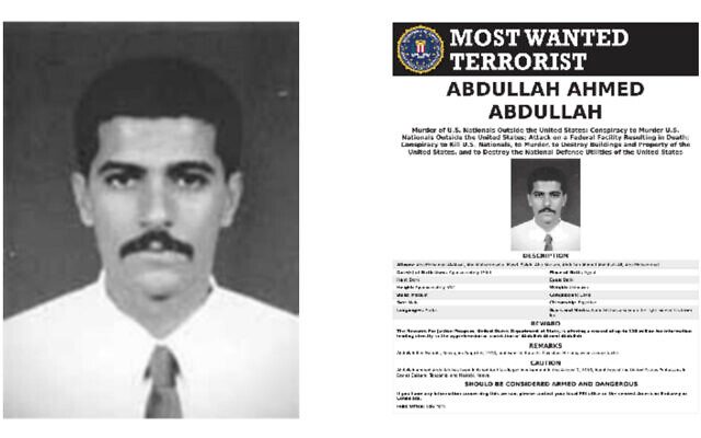 Abdullah Ahmed Abdullah, also known as Abu Muhammad al-Masri, in an FBI post offering a reward for information on his whereabouts. (Screenshot/fbi.gov)