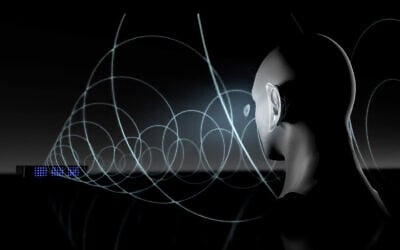 Illustrative image of Noveto Systems' SoundBeamer technology, which beams audio straight to your head, without the need for headphones. (Screenshot/Noveto Systems)