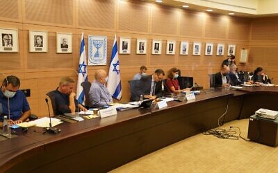 The Knesset's Foreign Affairs and Defense Committee meets to discuss a proposed arms sale by the United States to the United Arab Emirates on November 9, 2020. (Danny Shem-Tov/Knesset Spokesperson)