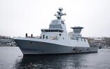 The Sa'ar 6-class corvette INS Magen is handed over to the Israeli Navy in a ceremony in Germany on November 11, 2020. (Israel Defense Forces)