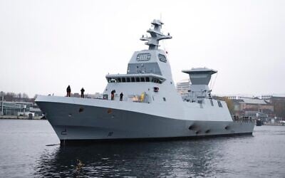 The Sa'ar 6-class corvette INS Magen is handed over to the Israeli Navy in a ceremony in Germany on November 11, 2020. (Israel Defense Forces)