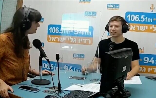 Screen capture from video of Yair Netanyahu, right, during an interview with the Galei Israel radio station. (Twitter) Screen capture from video of Yair Netanyahu, right, during an interview with the Galei Israel radio station. (Twitter)